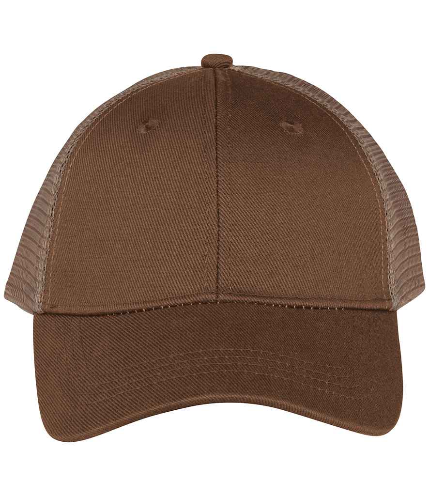Native Spirit 6 Panel Trucker Cap - Dark Camel/Beige