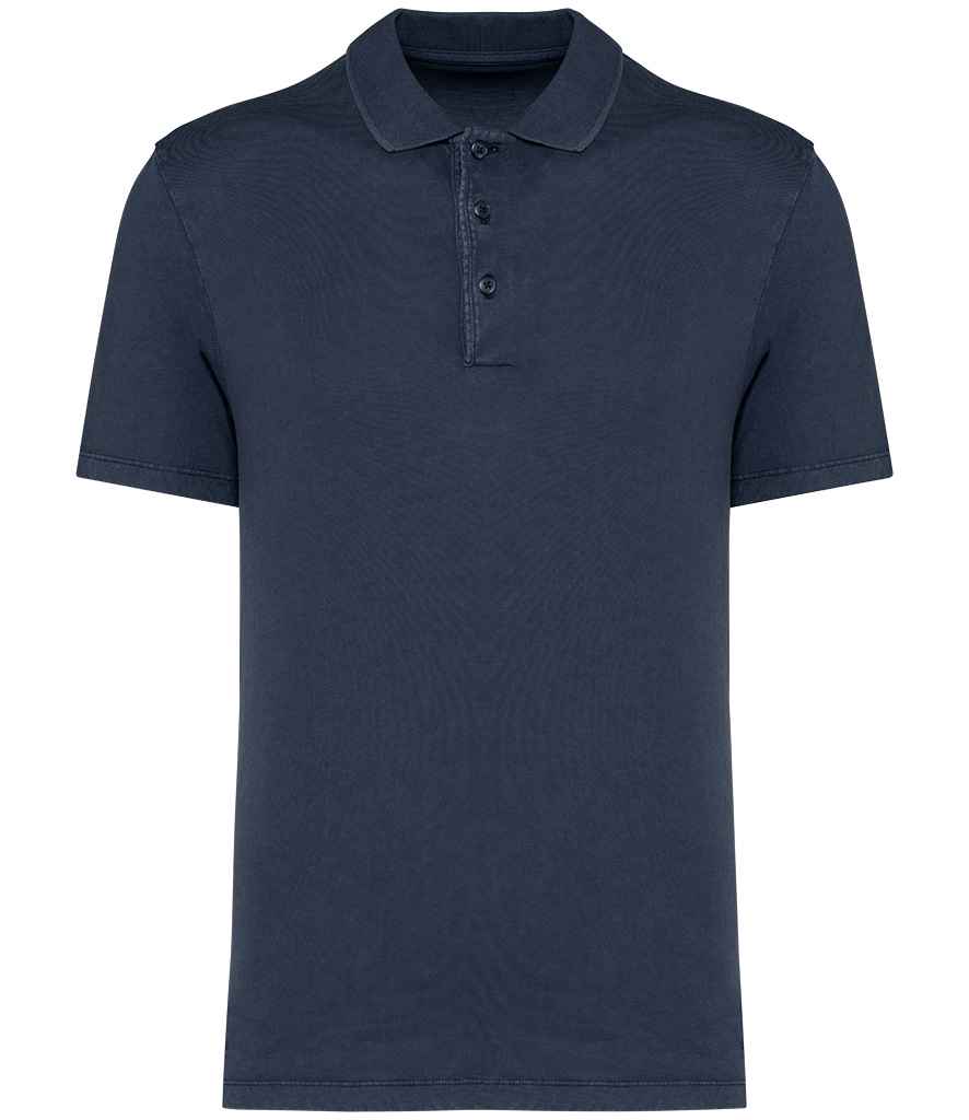 Native Spirit Washed Jersey Polo Shirt - Washed Navy
