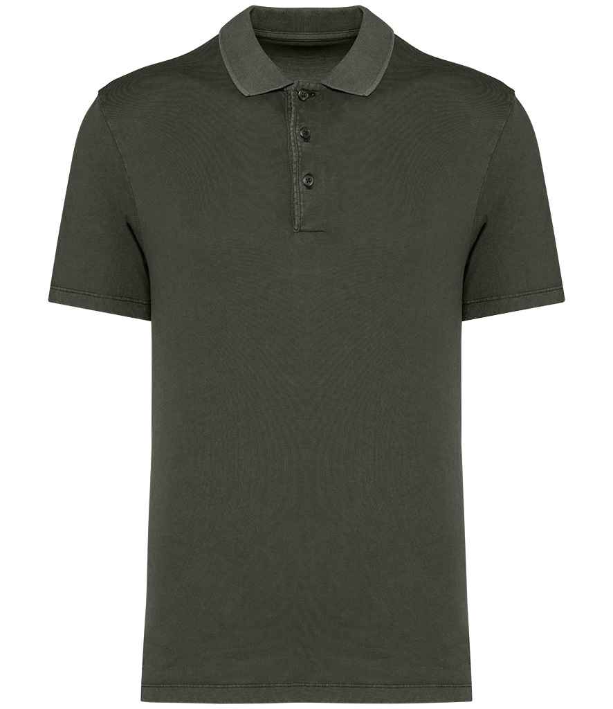 Native Spirit Washed Jersey Polo Shirt - Washed Organic Khaki