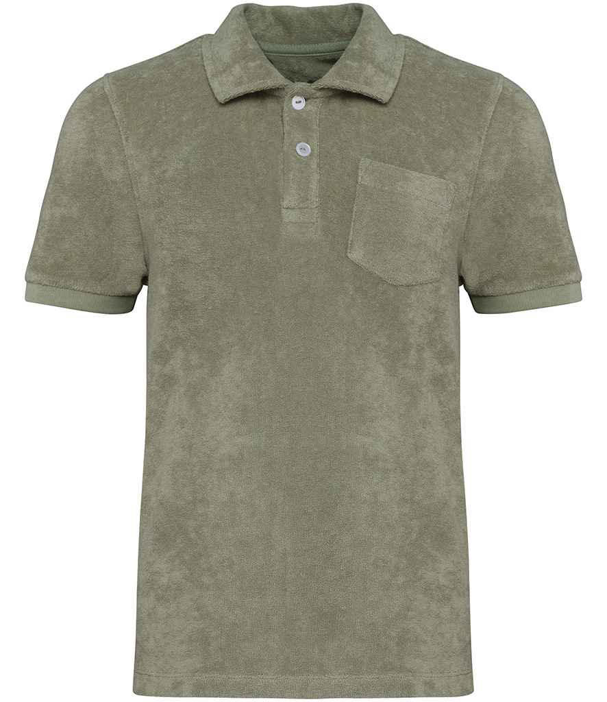 Native Spirit Kids Terry Towel Polo Shirt - Almond Green