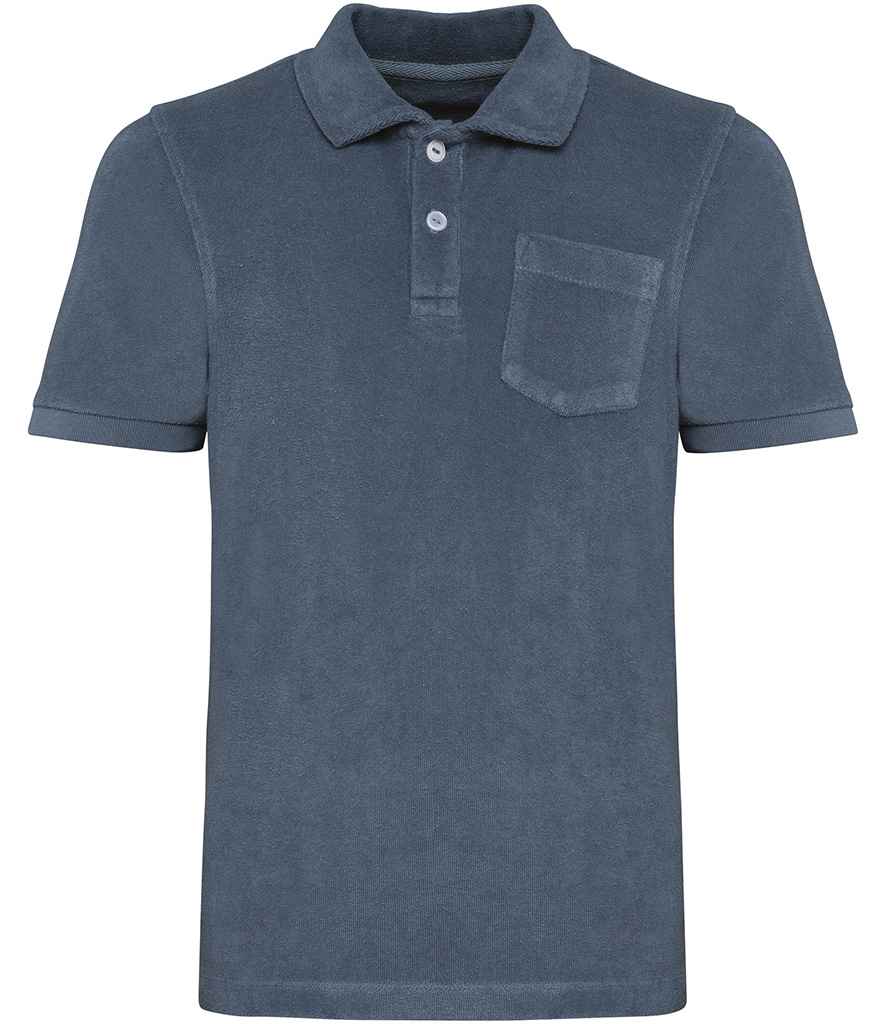 Native Spirit Kids Terry Towel Polo Shirt - Mineral Grey