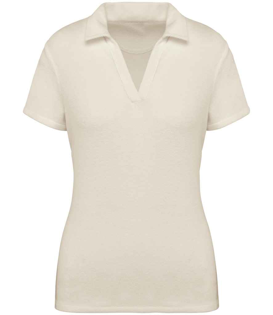 Native Spirit Ladies Terry Towel Polo Shirt - Ivory