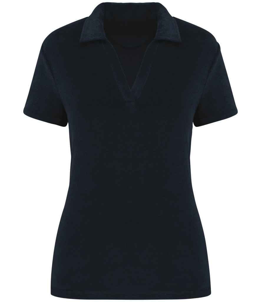 Native Spirit Ladies Terry Towel Polo Shirt - Navy