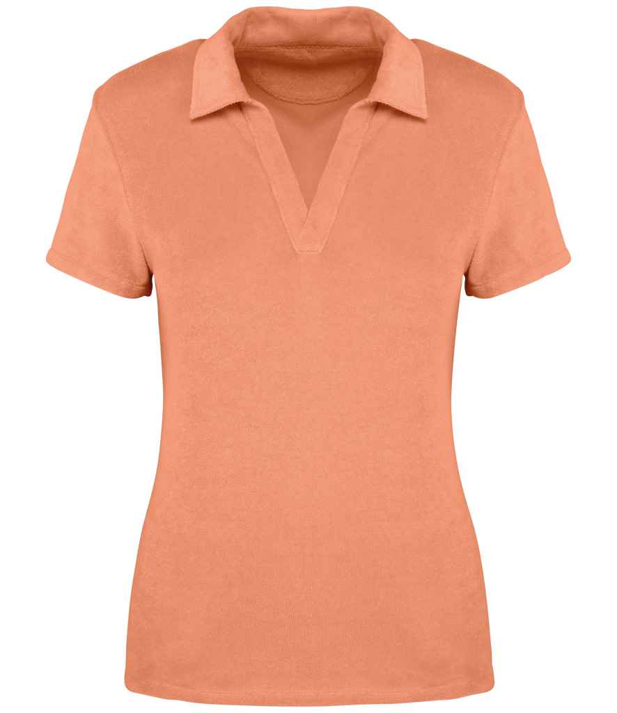 Native Spirit Ladies Terry Towel Polo Shirt - Apricot