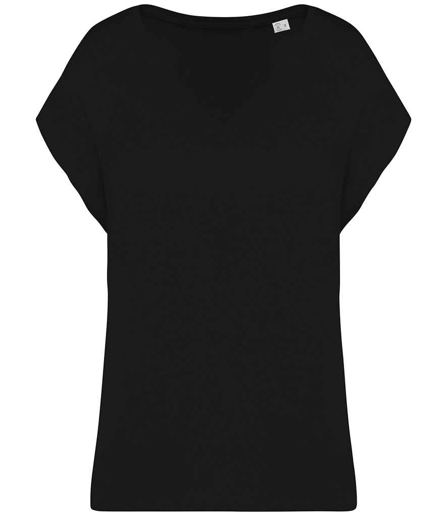 Native Spirit Ladies Oversized V Neck T-Shirt - Black
