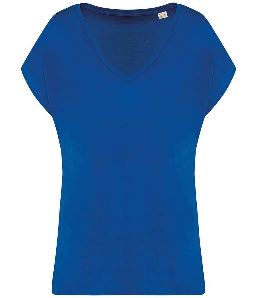 Native Spirit Ladies Oversized V Neck T-Shirt - Sea Blue