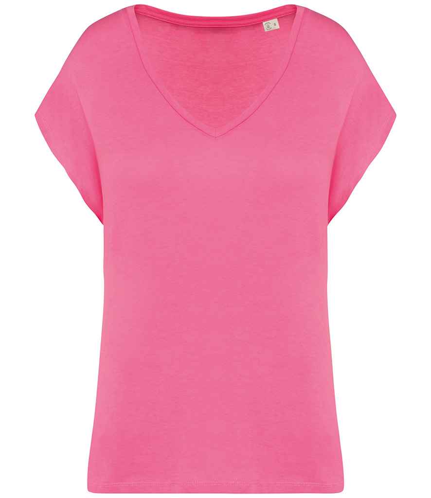Native Spirit Ladies Oversized V Neck T-Shirt - Candy Rose