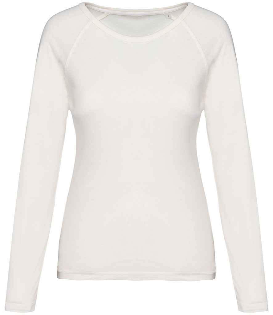 Native Spirit Ladies Raglan Long Sleeve Washed T-Shirt - Washed Ivory