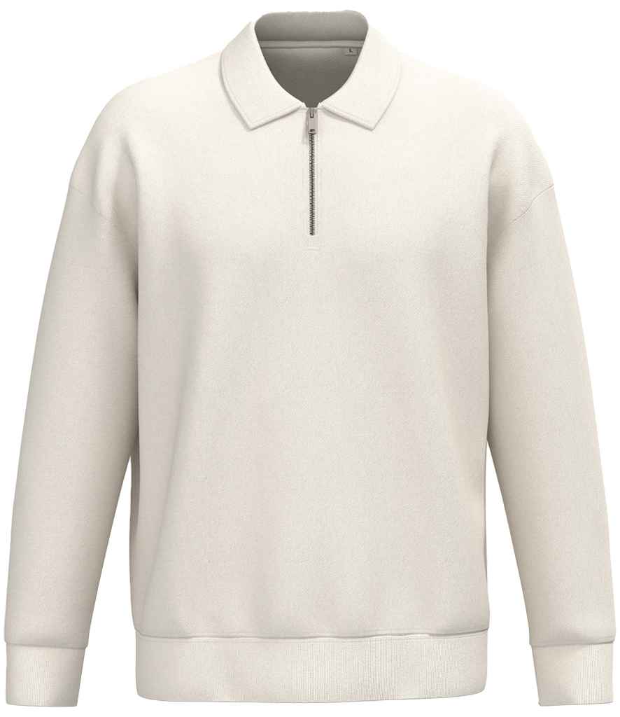 Native Spirit Unisex 1/4 Zip Sweatshirt with Polo Collar - Ivory