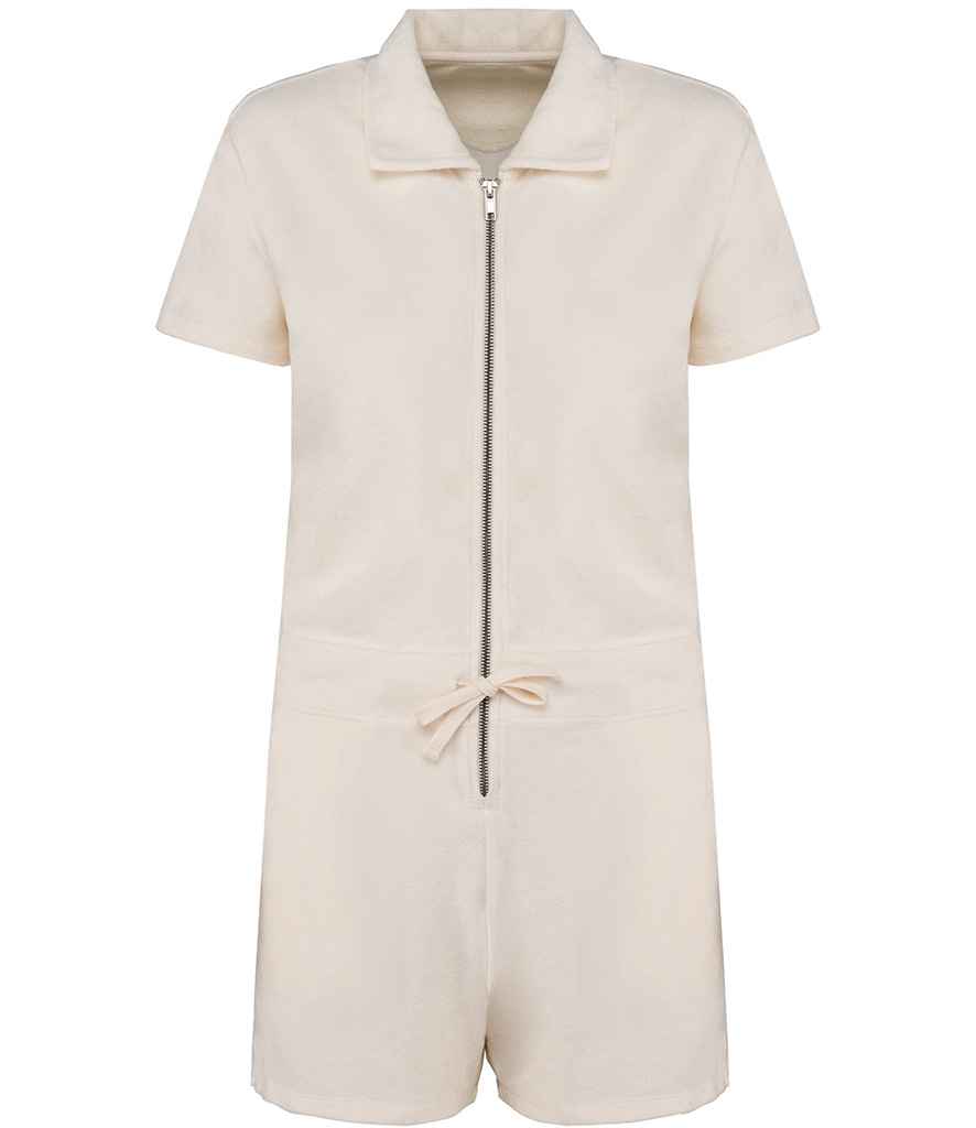 Native Spirit Ladies Terry Towel Short Overall - Ivory