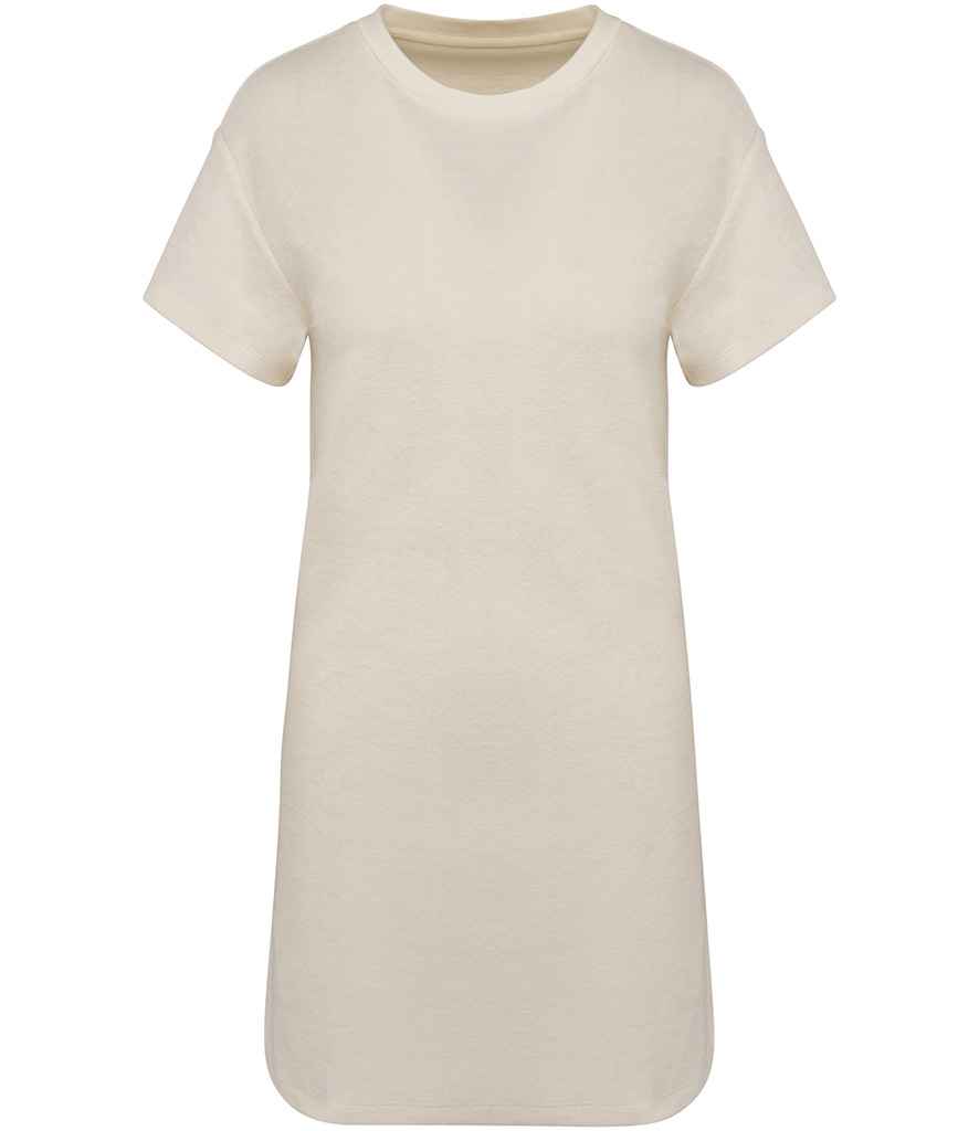 Native Spirit Ladies Terry Towel Dropped Shoulder T-Shirt Dress - Ivory