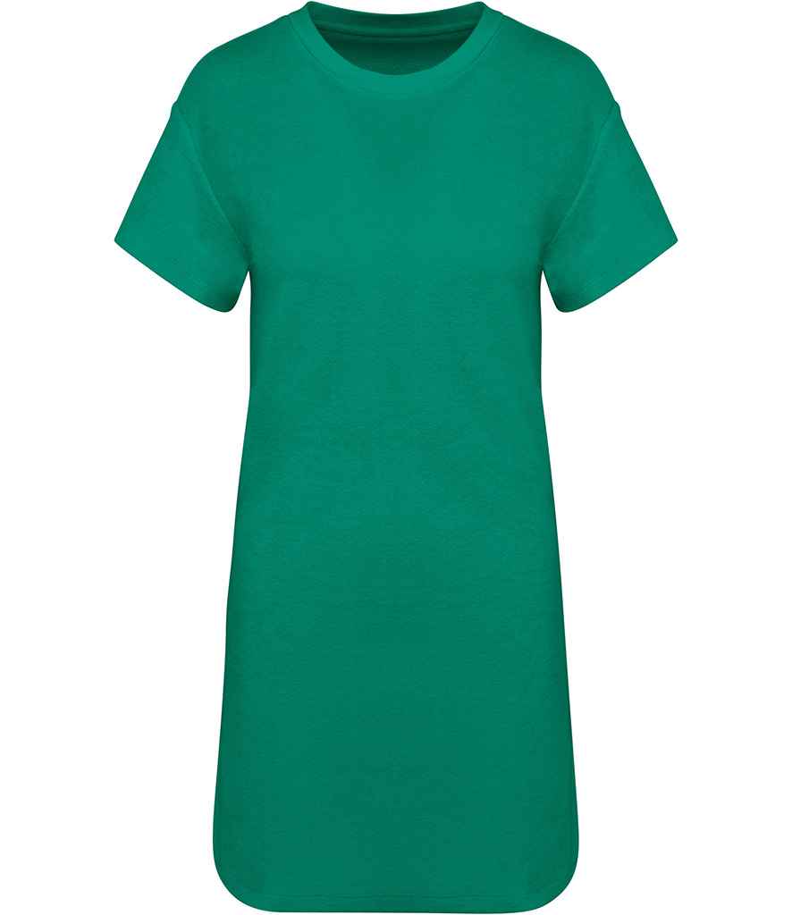 Native Spirit Ladies Terry Towel Dropped Shoulder T-Shirt Dress - Malachite Green