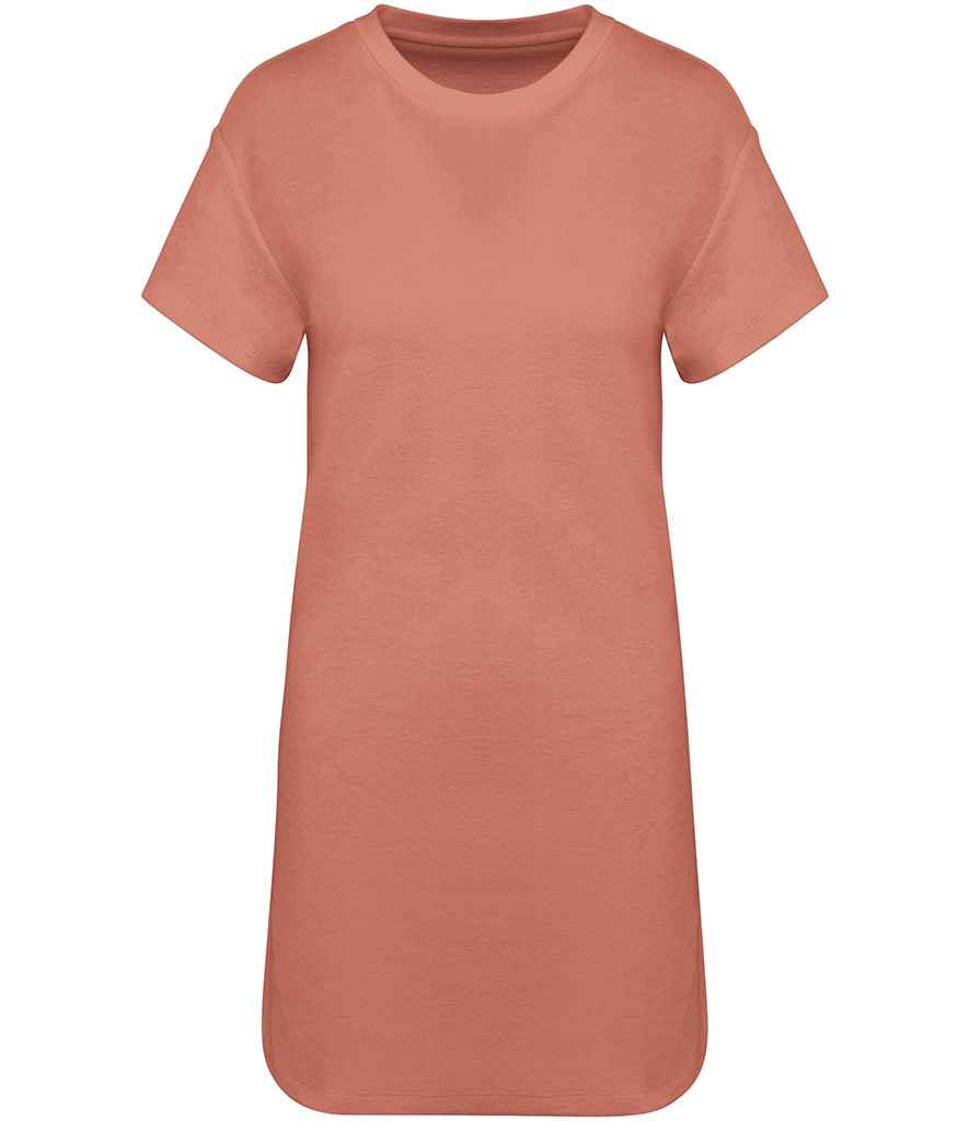 Native Spirit Ladies Terry Towel Dropped Shoulder T-Shirt Dress - Pomelo