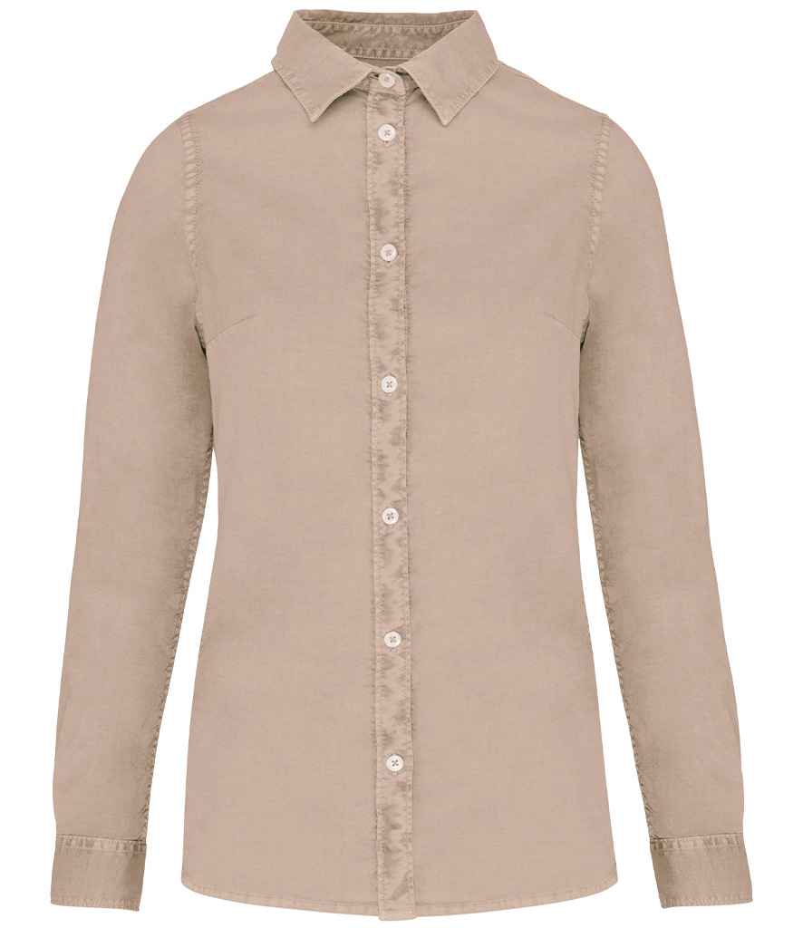 Native Spirit Ladies Washed Long Sleeve Shirt - Washed Linen