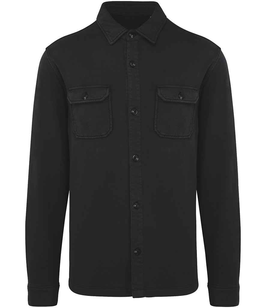 Native Spirit Faded Brushed Fleece Overshirt - Washed Black