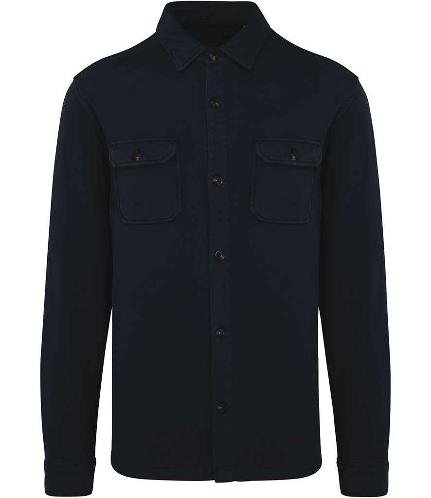 Native Spirit Faded Brushed Fleece Overshirt - Washed Navy