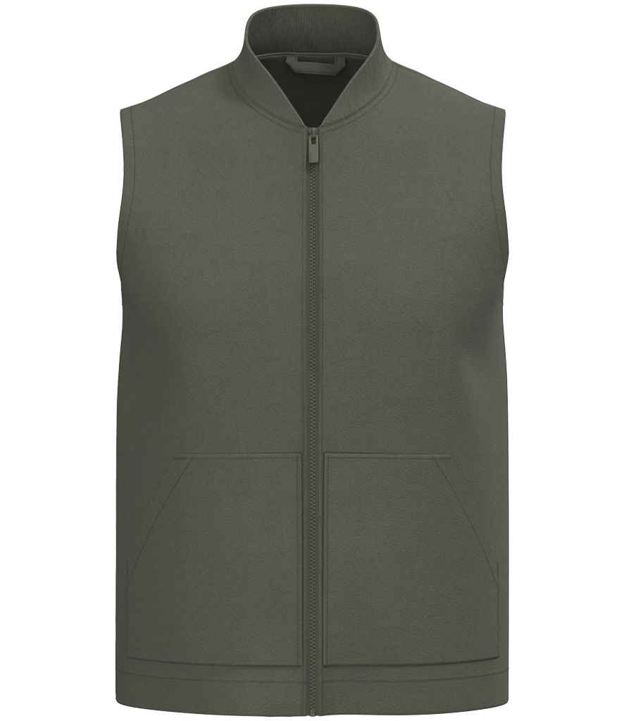 Native Spirit Unisex Twill Bodywarmer with Varsity Collar - Organic Khaki