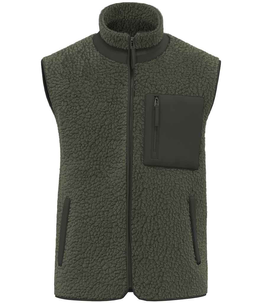 Native Spirit Unisex Sherpa Bodywarmer - Forest Khaki/Dark Khaki
