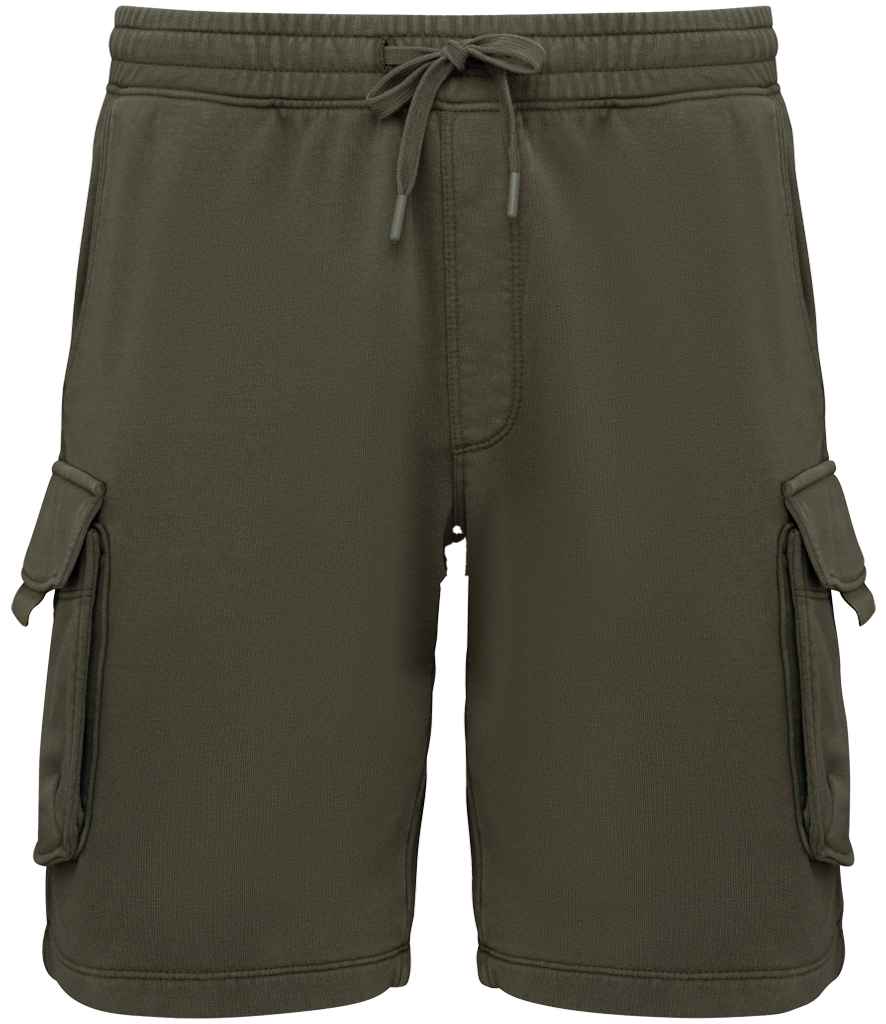 Native Spirit French Terry Washed Effect Cargo Shorts - Washed Organic Khaki