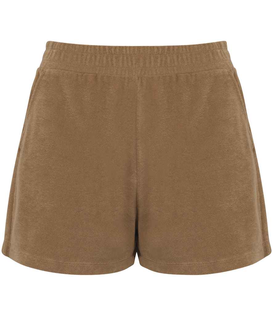 Native Spirit Ladies Terry Towel Shorts - Cream Coffee