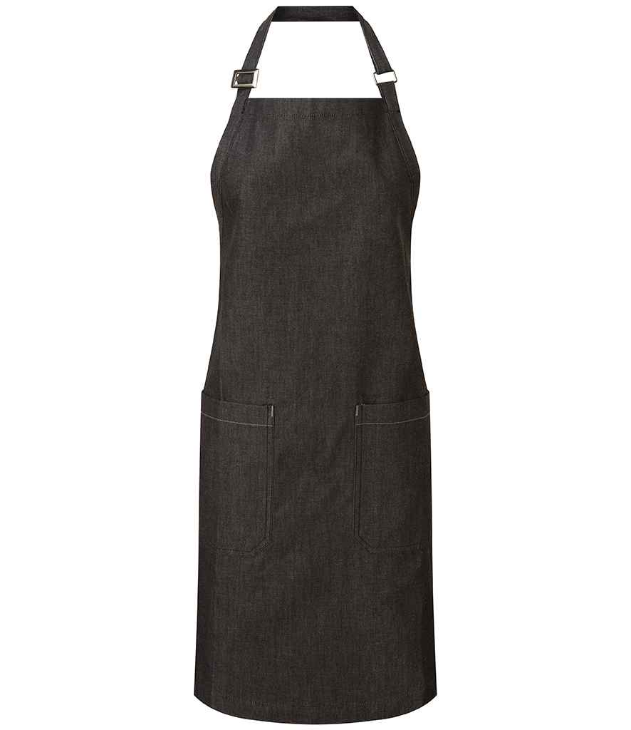 Premier Fairtrade Organic Cotton Denim Bib Apron - Black Denim