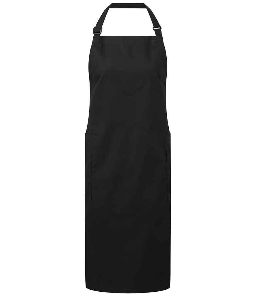 Premier Recycled Polyester and Fairtrade Organic Cotton Bib Apron - Black