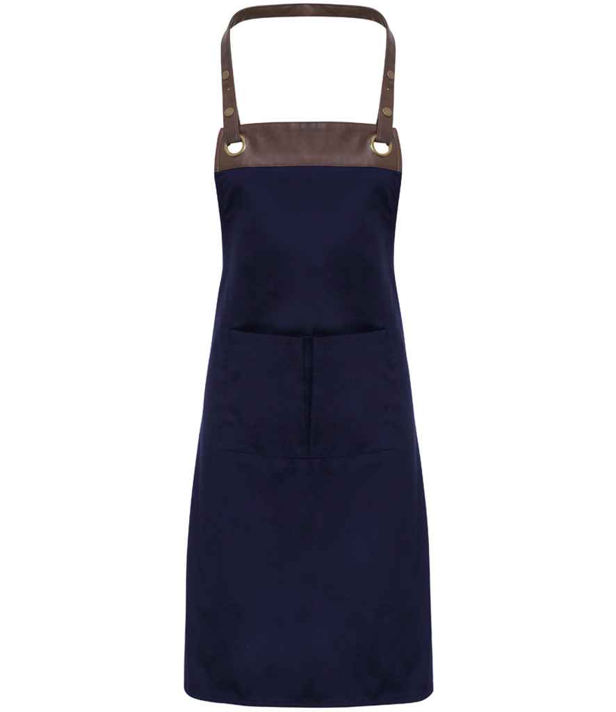 Premier Espresso Bib Apron - Navy/Brown