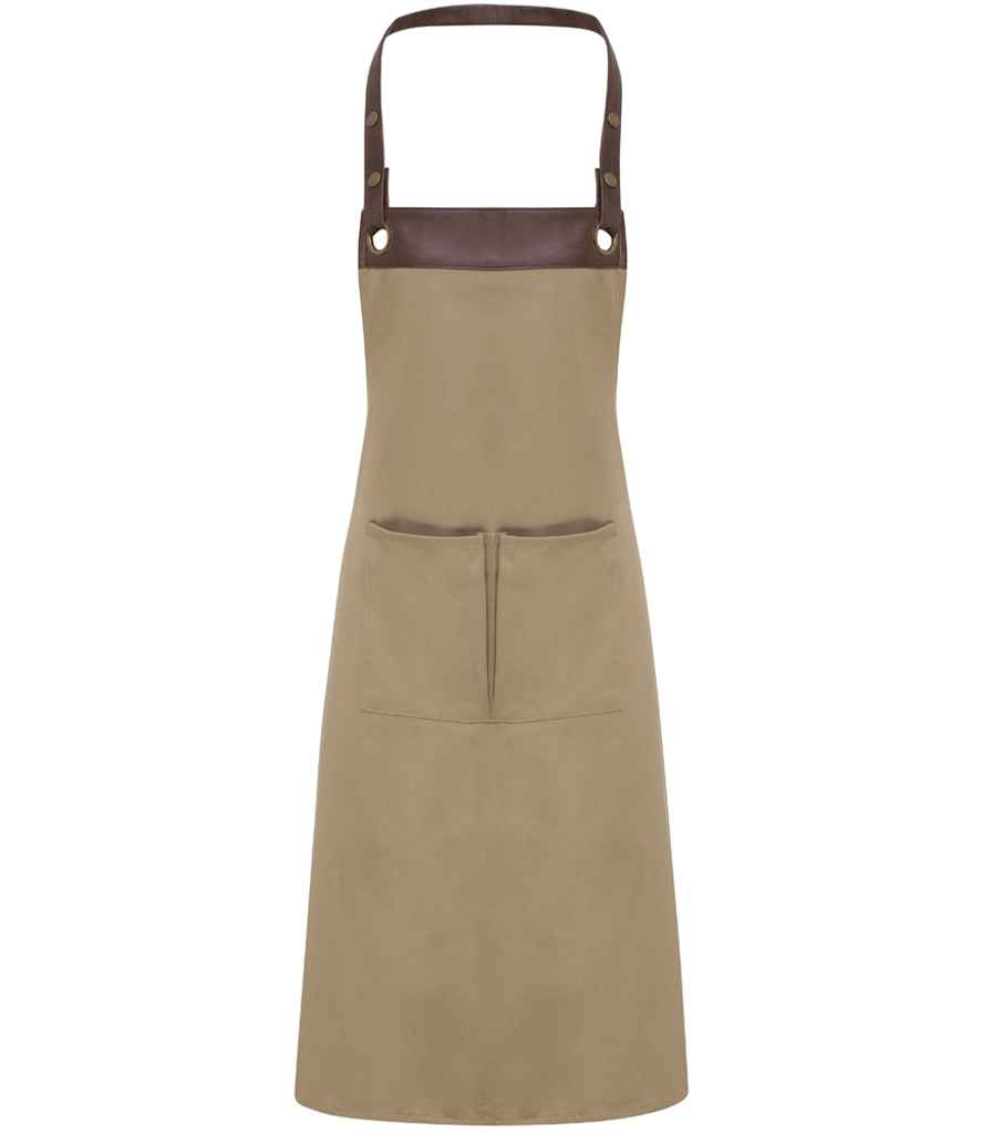 Premier Espresso Bib Apron - Khaki/Brown