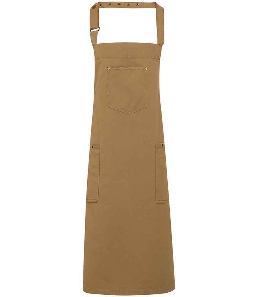 Premier Cotton Chino Bib Apron - Khaki