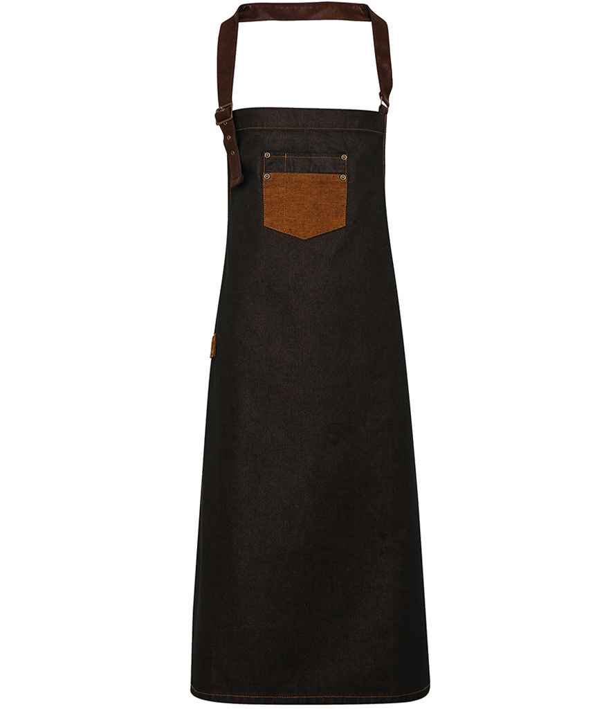 Premier Division Bib Apron - Black/Tan Denim