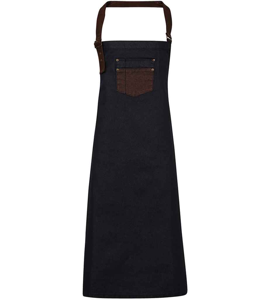 Premier Division Bib Apron - Indigo Denim/Brown Denim
