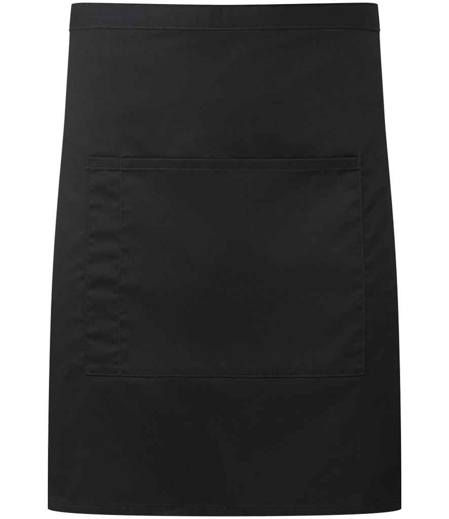 Premier 'Colours' Mid Length Apron with Pocket - Black