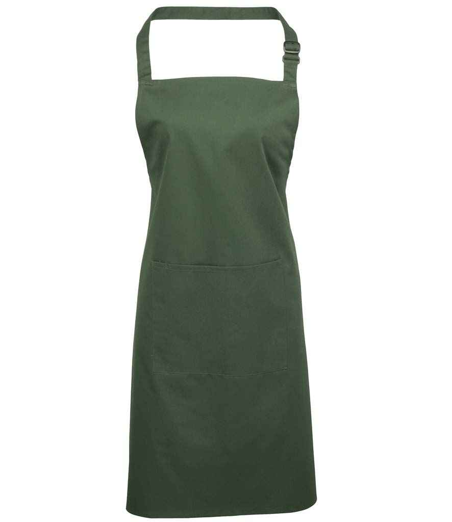 Premier 'Colours' Bib Apron with Pocket - Moss