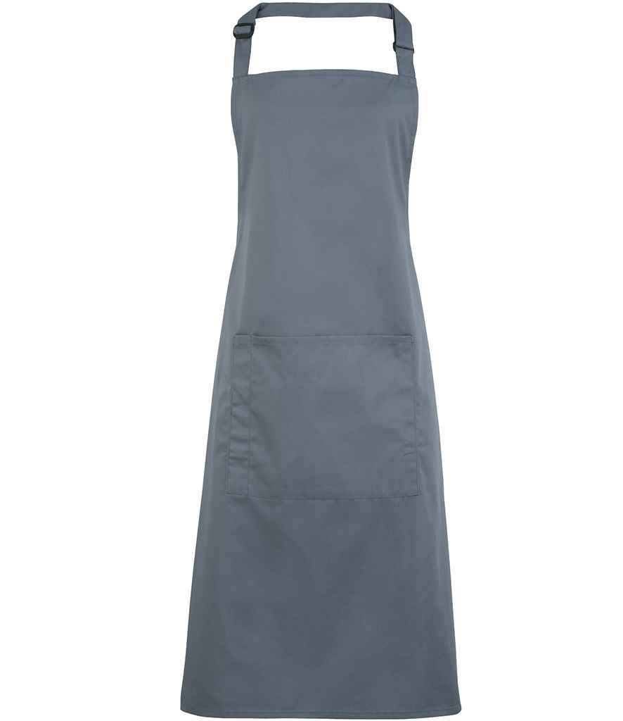 Premier 'Colours' Bib Apron with Pocket - Steel