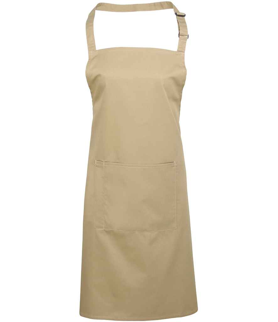 Premier 'Colours' Bib Apron with Pocket - Khaki