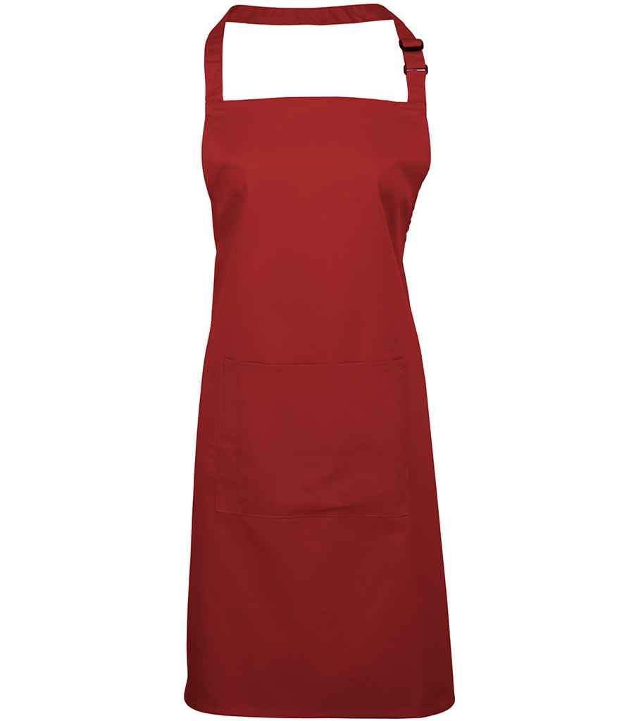 Premier 'Colours' Bib Apron with Pocket - Red