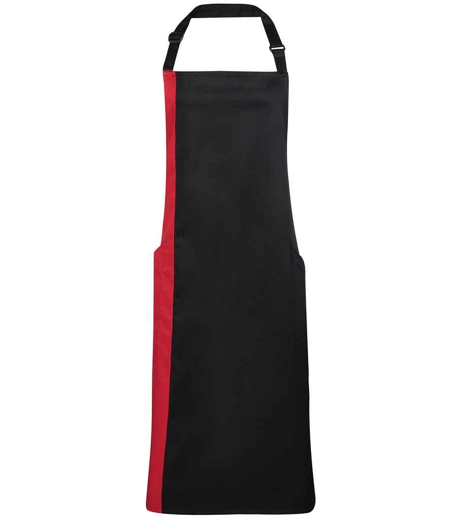Premier Contrast Bib Apron - Black/Red