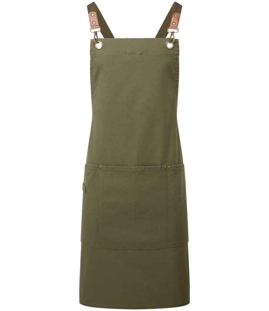 Premier Clip 'n' Clasp Cross Back Bib Apron - Olive Green