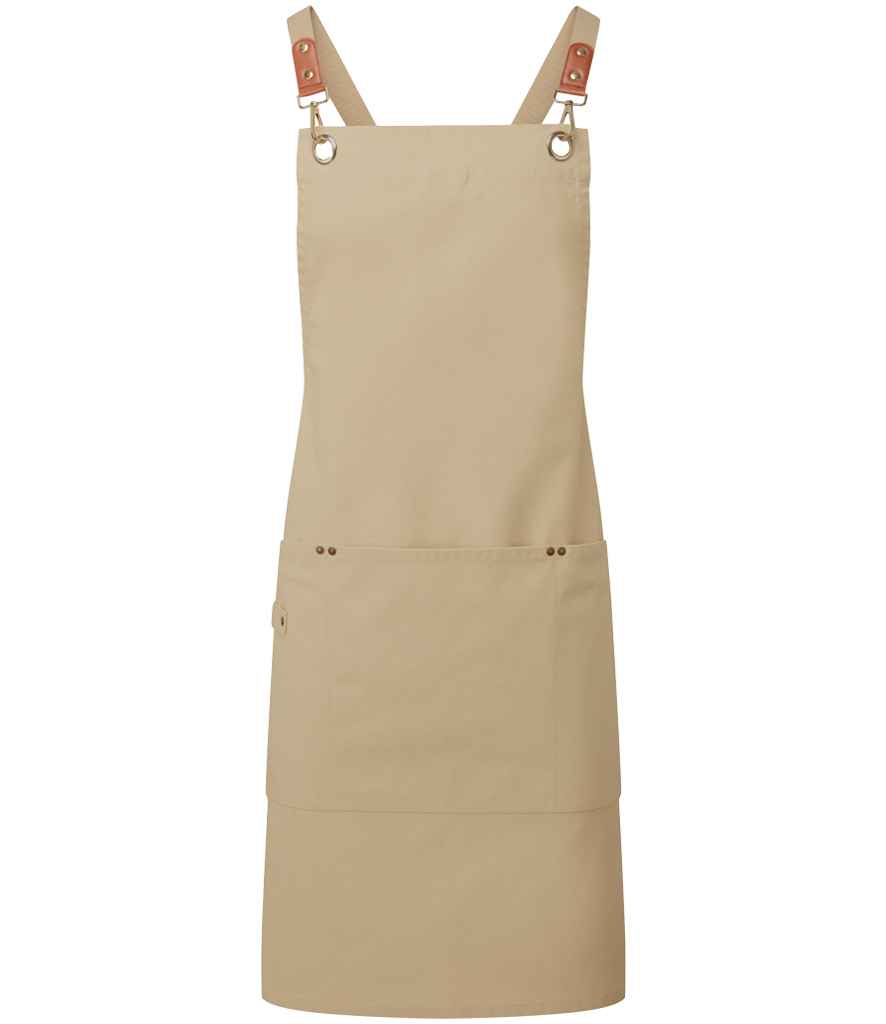 Premier Clip 'n' Clasp Cross Back Bib Apron - Khaki