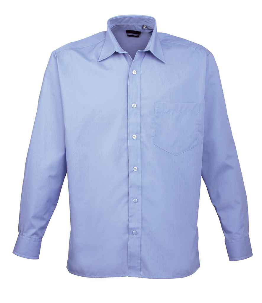 Premier Long Sleeve Poplin Shirt - Mid Blue
