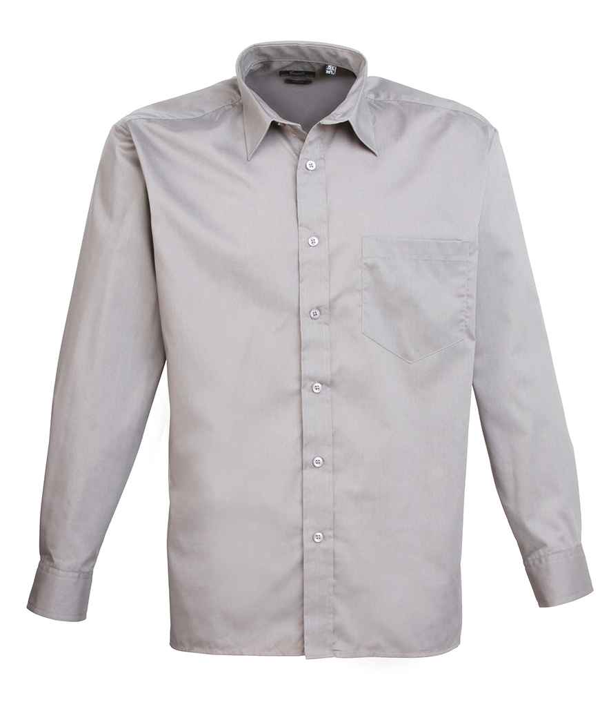 Premier Long Sleeve Poplin Shirt - Silver