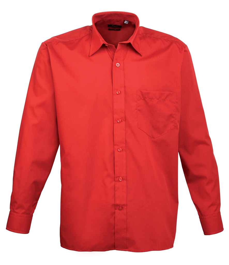 Premier Long Sleeve Poplin Shirt - Red