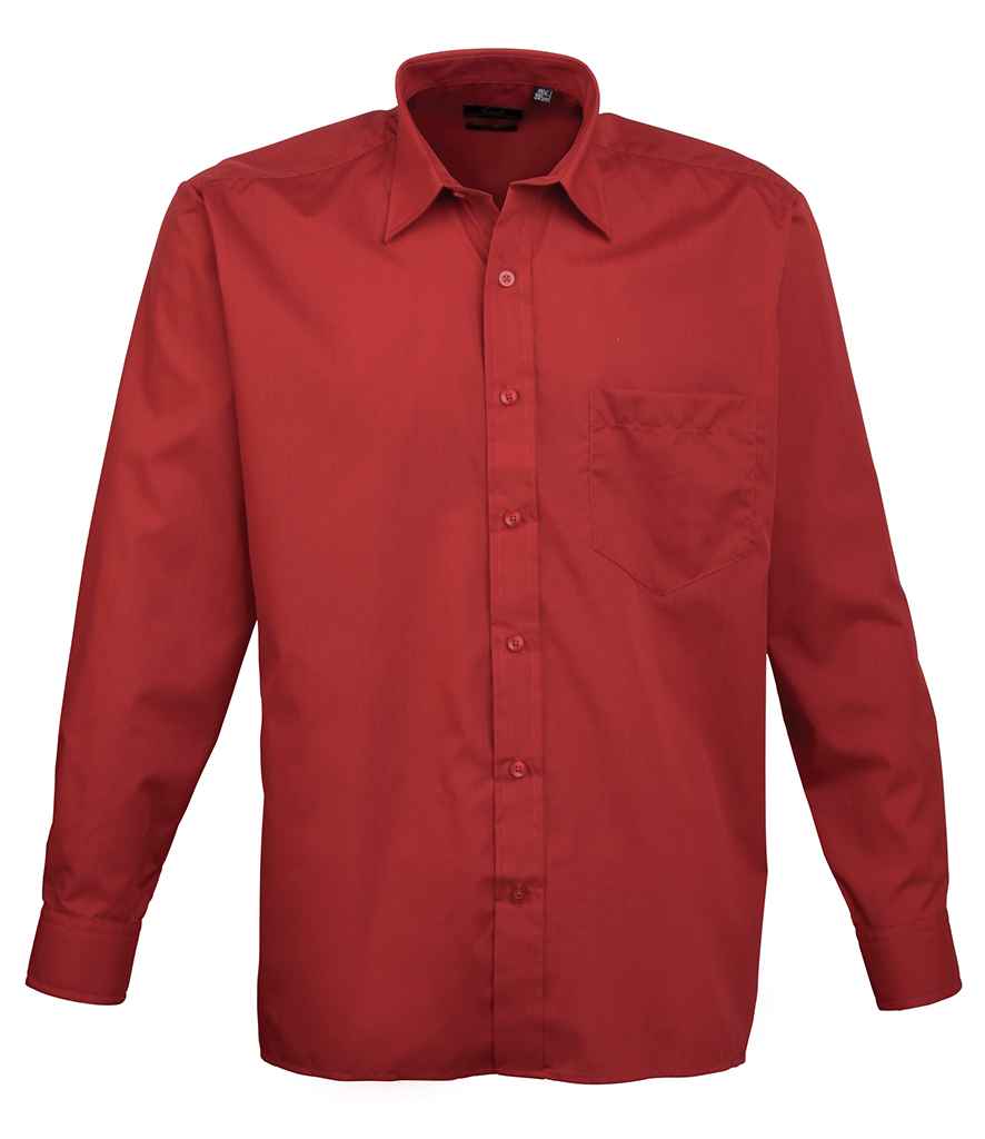 Premier Long Sleeve Poplin Shirt - Burgundy