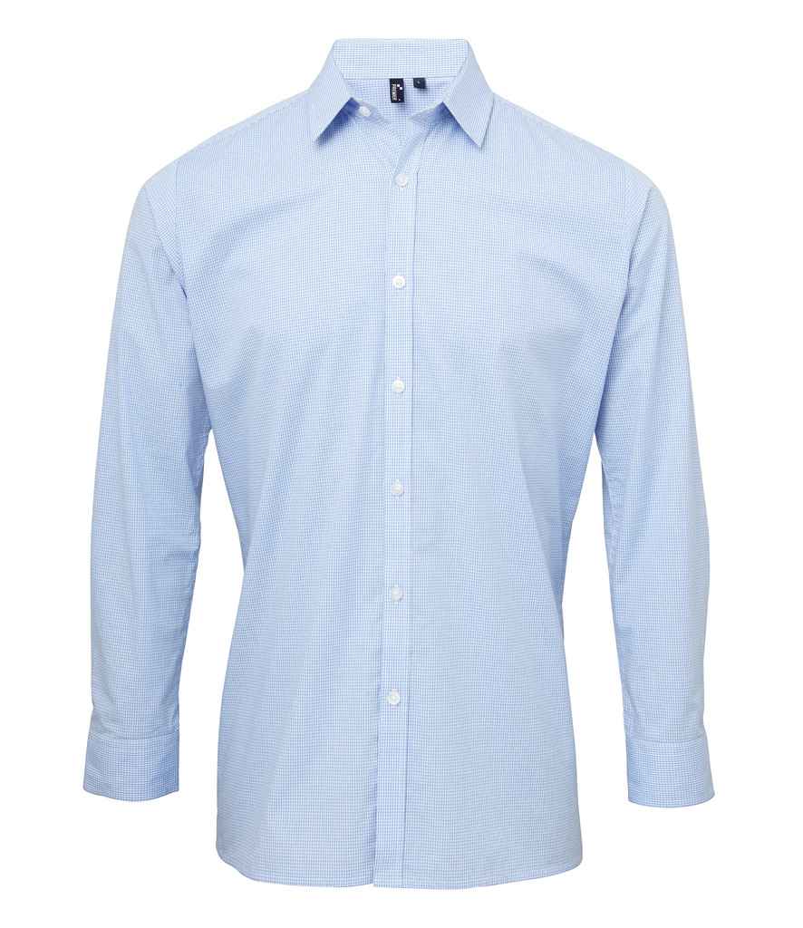 Premier Gingham Long Sleeve Shirt - Light Blue/White