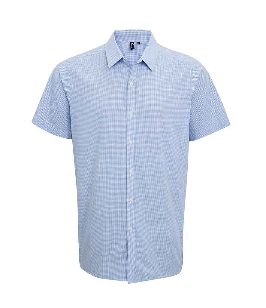 Premier Gingham Short Sleeve Shirt - Light Blue/White