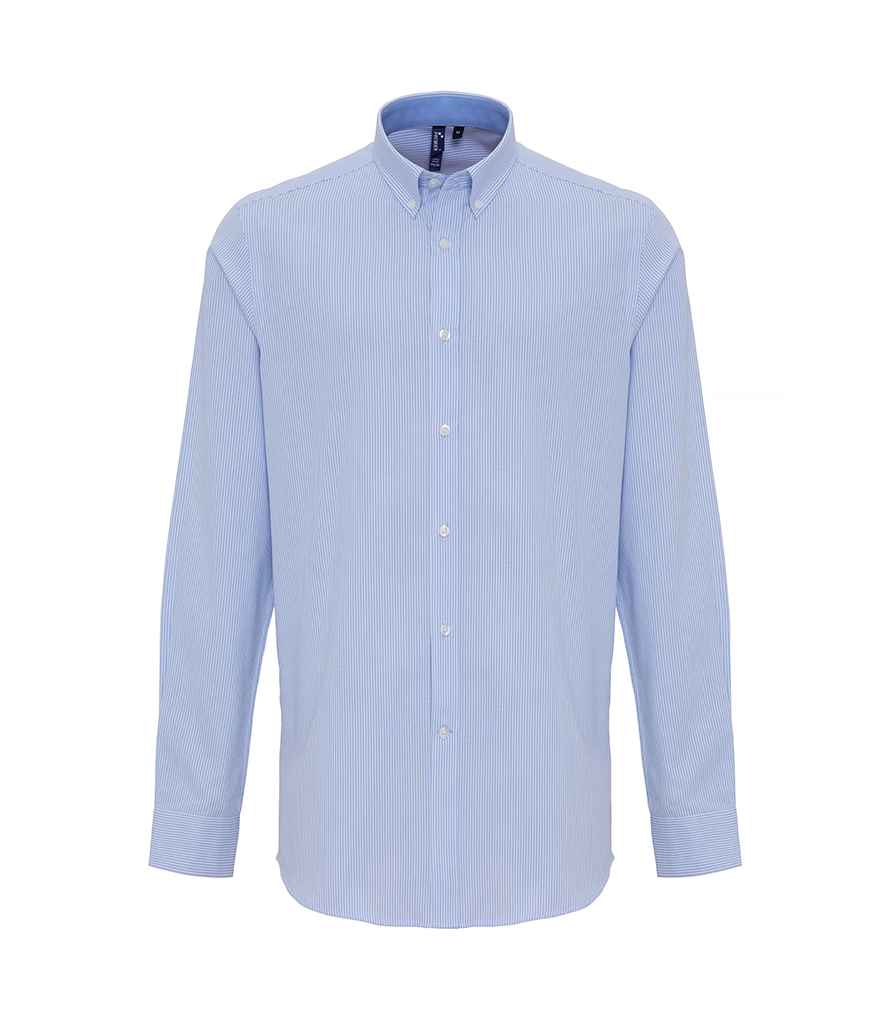 Premier Long Sleeve Striped Oxford Shirt - White/Oxford Blue