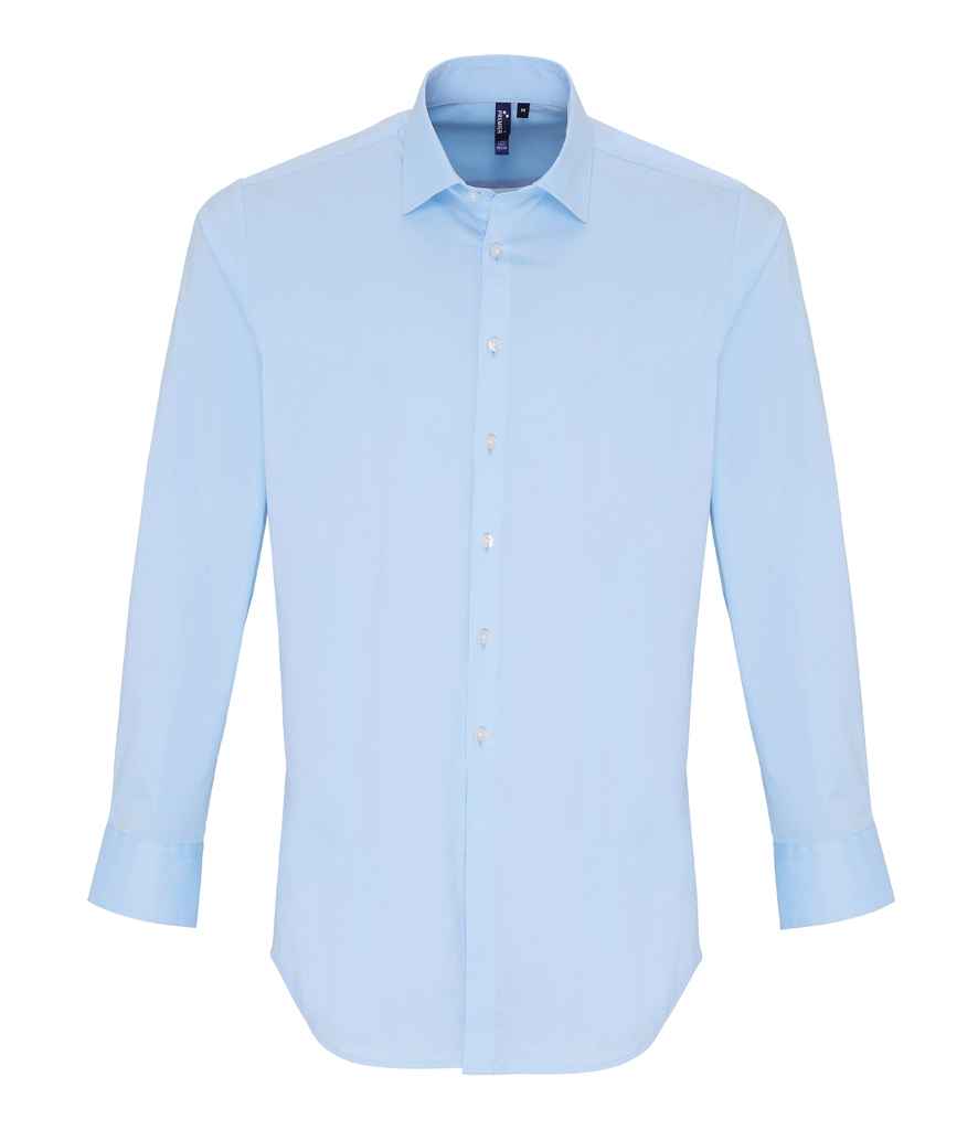 Premier Long Sleeve Stretch Fit Poplin Shirt - Pale Blue