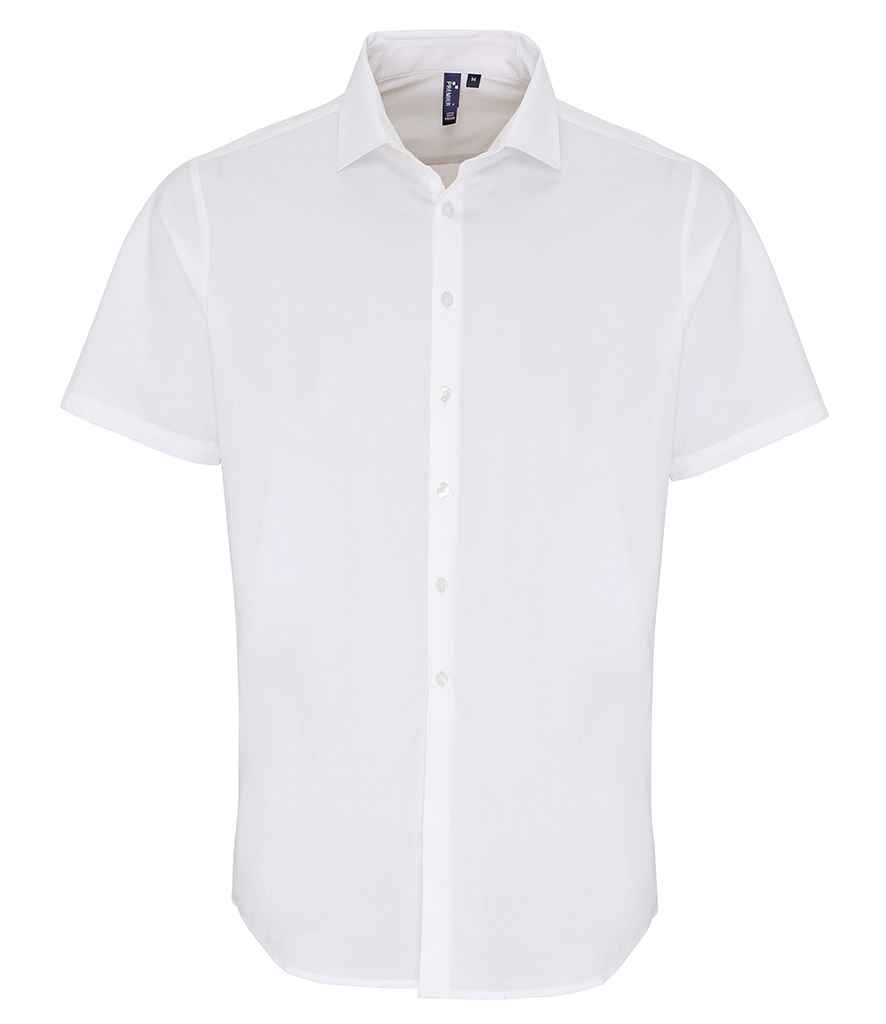 Premier Short Sleeve Stretch Fit Poplin Shirt - White