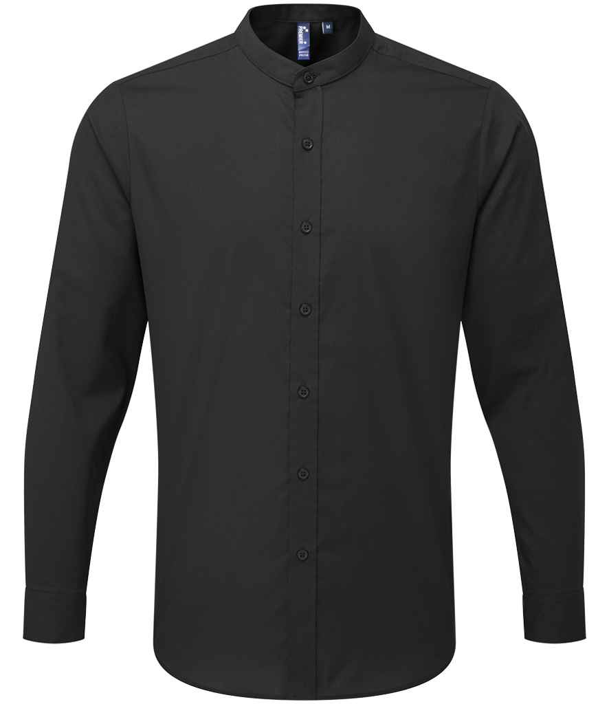 Premier Long Sleeve Grandad Shirt - Black