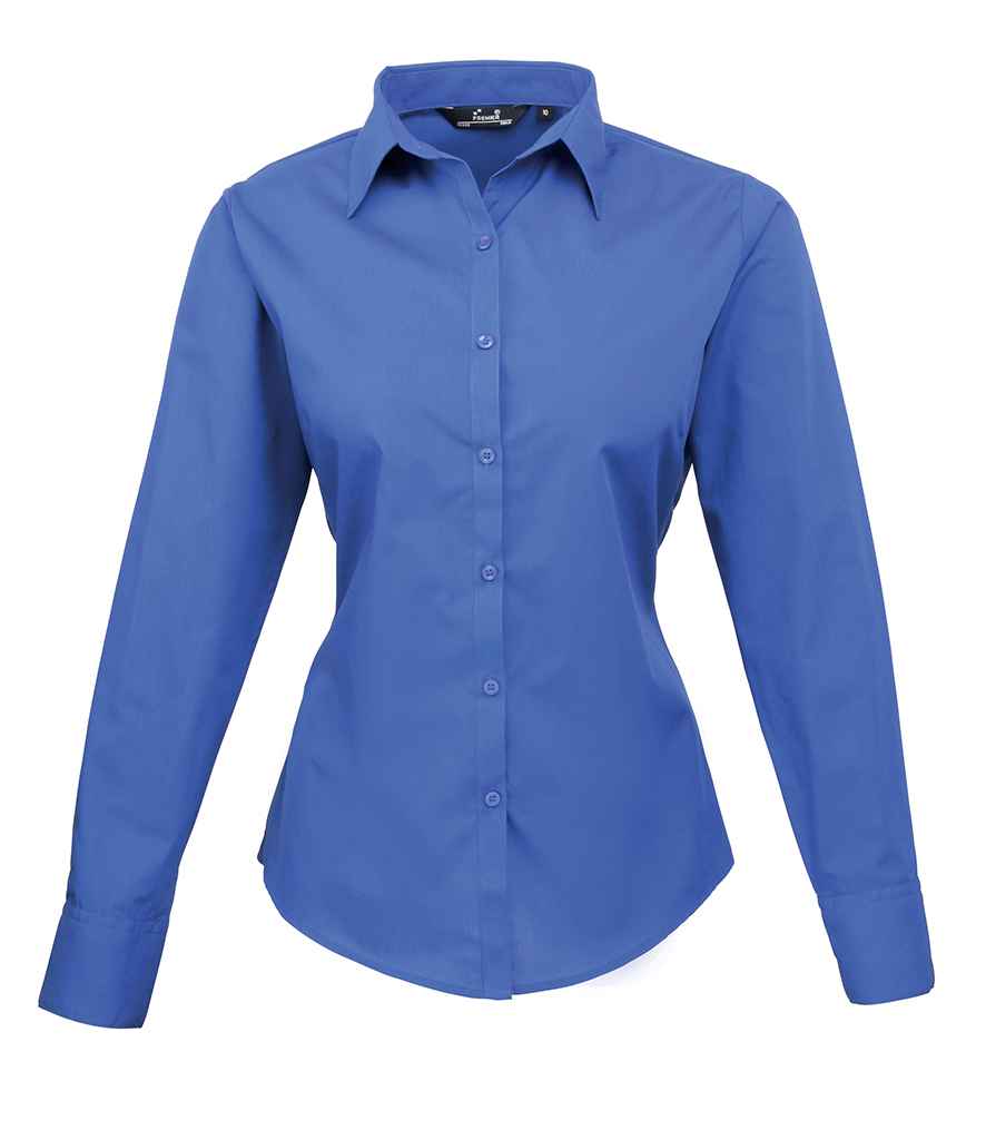 Premier Ladies Long Sleeve Poplin Blouse - Royal Blue